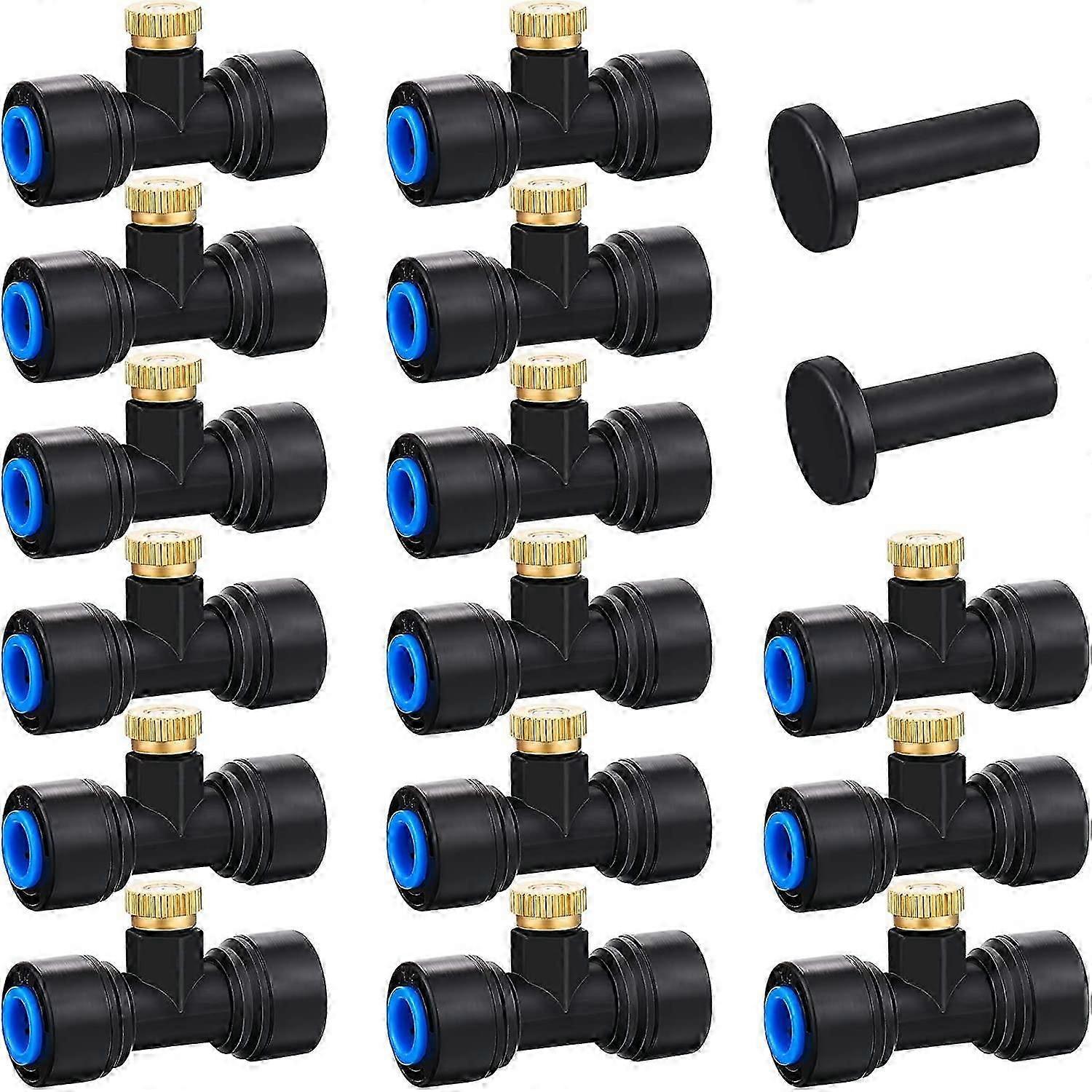 Brass Misting Nozzles Slip Lock Nozzles Thread Tees with Plugs(15)