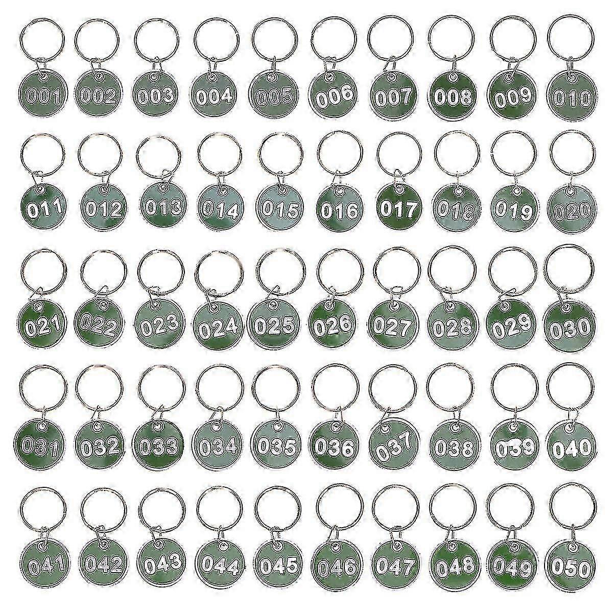 50 Pcs Stainless Steel Keychain Numbered Key Tags Metal Tags Number Keychain Metal Numbered Tags Round Numbered Tags