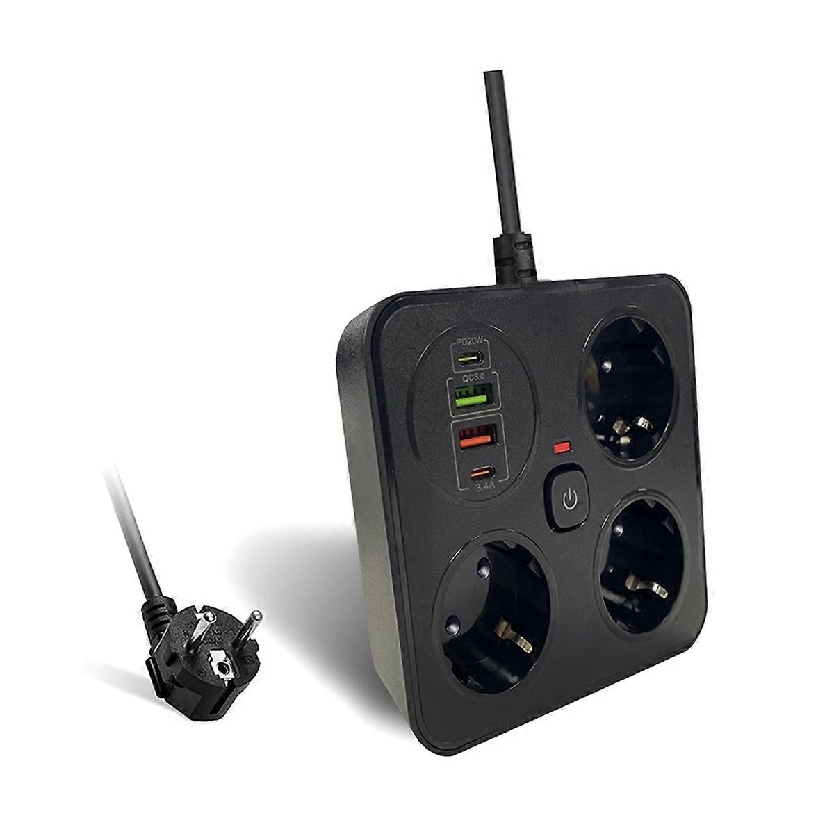 3AC Outlet Multitap Power Strip 2 Type C Extension Cord Electrical Socket Home Office Surge Network Protector EU Plug B