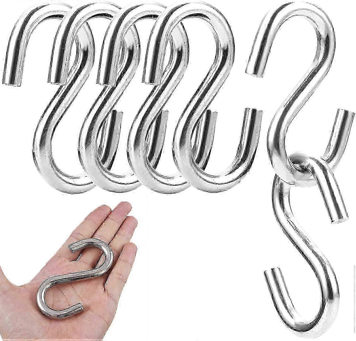 S Hook,304 Stainless Steel Heavy Duty S Hook 5pcs, 3.2 Inches Long, For Hang Any Objects In Hammocks, Swings, Workshops Or Garages