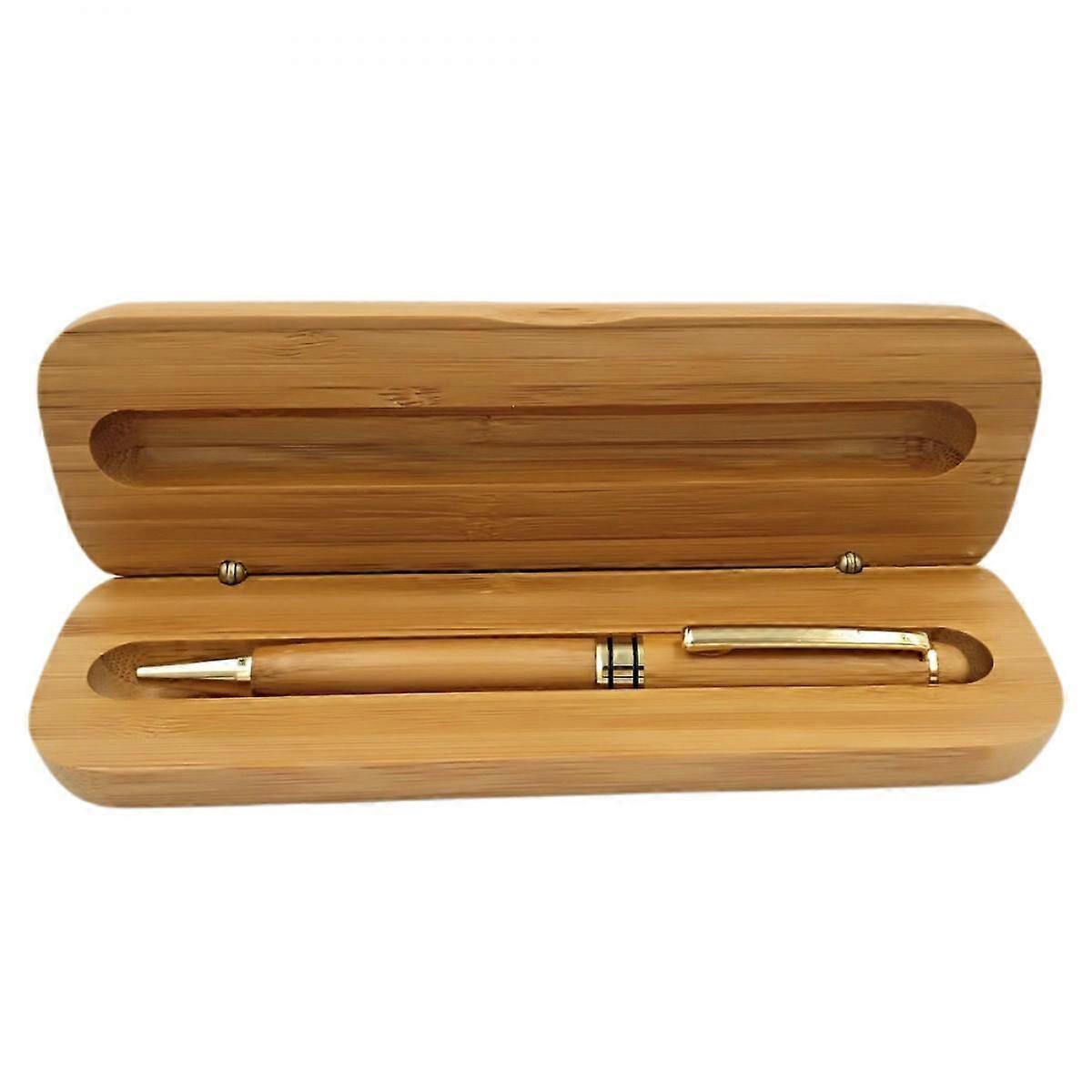 Bamboo Ball Pen with Bamboo Box, Natural Handmade, Black Ink Bamboo Pen with Box,Premium Bamboo Pen Set