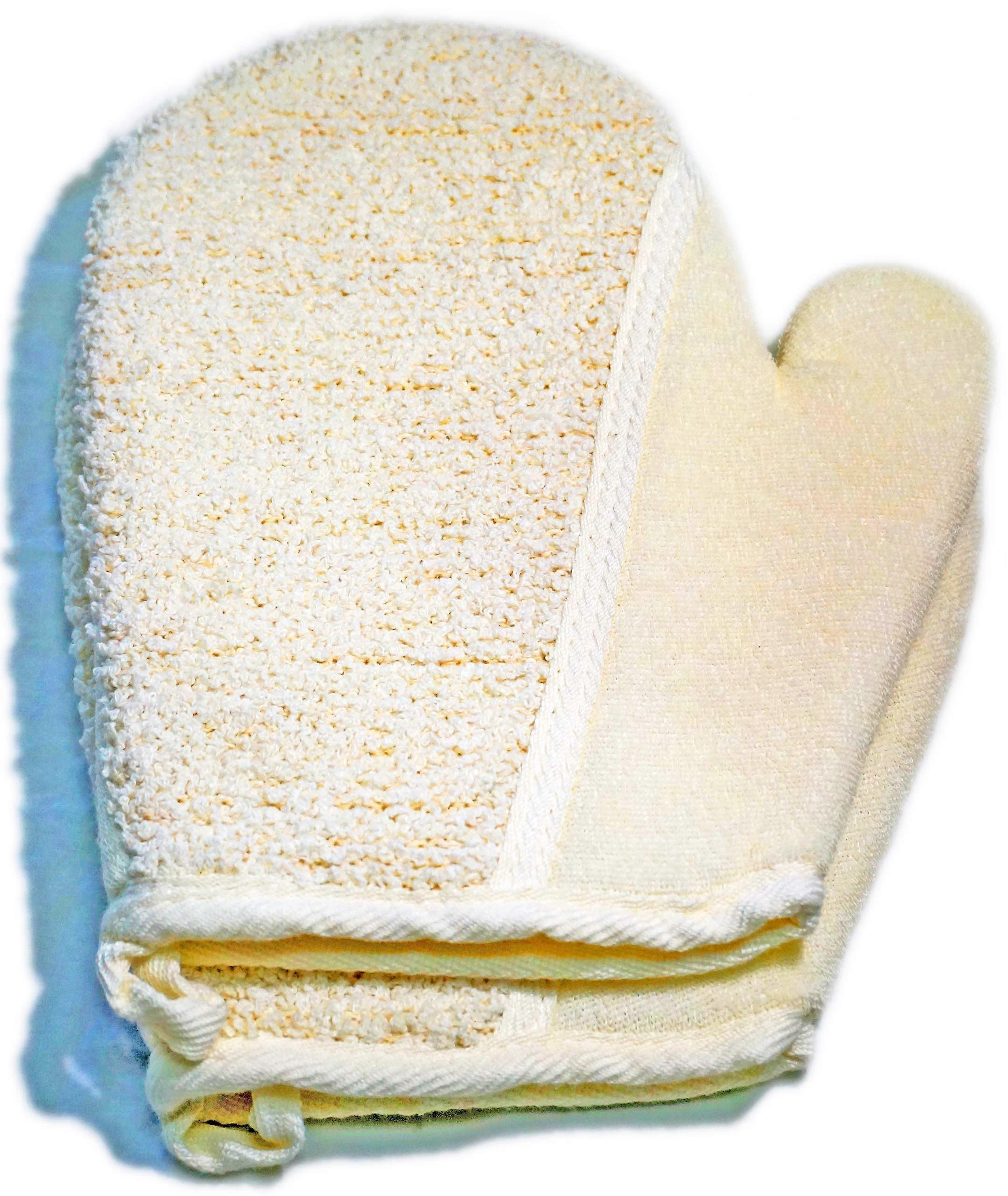 Two-piece soft exfoliating gloves