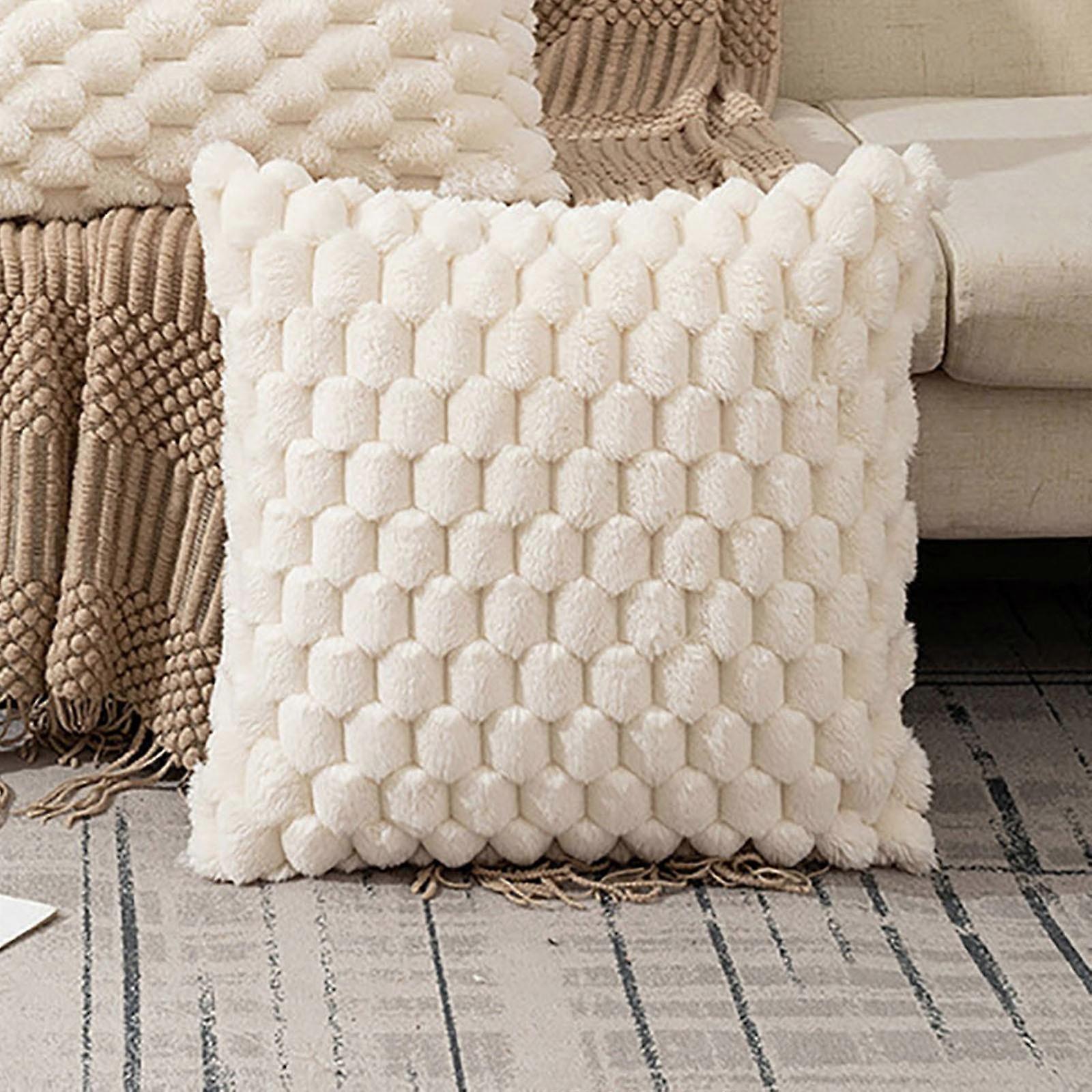 Weaving Snowflake Velvet Solid Color Pillow Office Sofa Lumbar Support Pillow Bedside Support Pillowcase Cushion