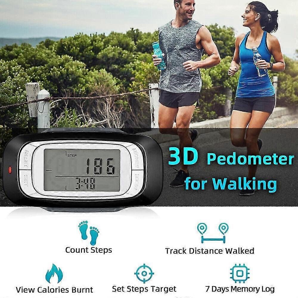 3D Sensor LCD Pedometer Step Walking Distance Calorie Counter Jogging Running