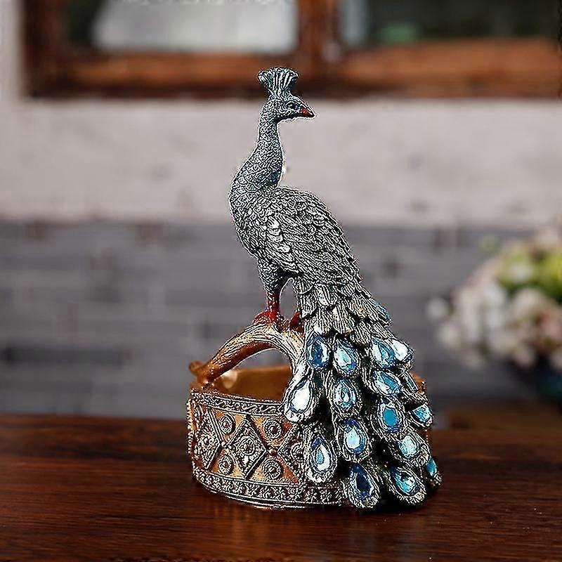 Ρητίνη Παγώνι Μοντελοποίηση Σταχτοδοχείο Δημιουργική Χειροτεχνία Στολίδι Σπίτι Γραφείο Διακόσμηση Πράσινο 9x9x14cm