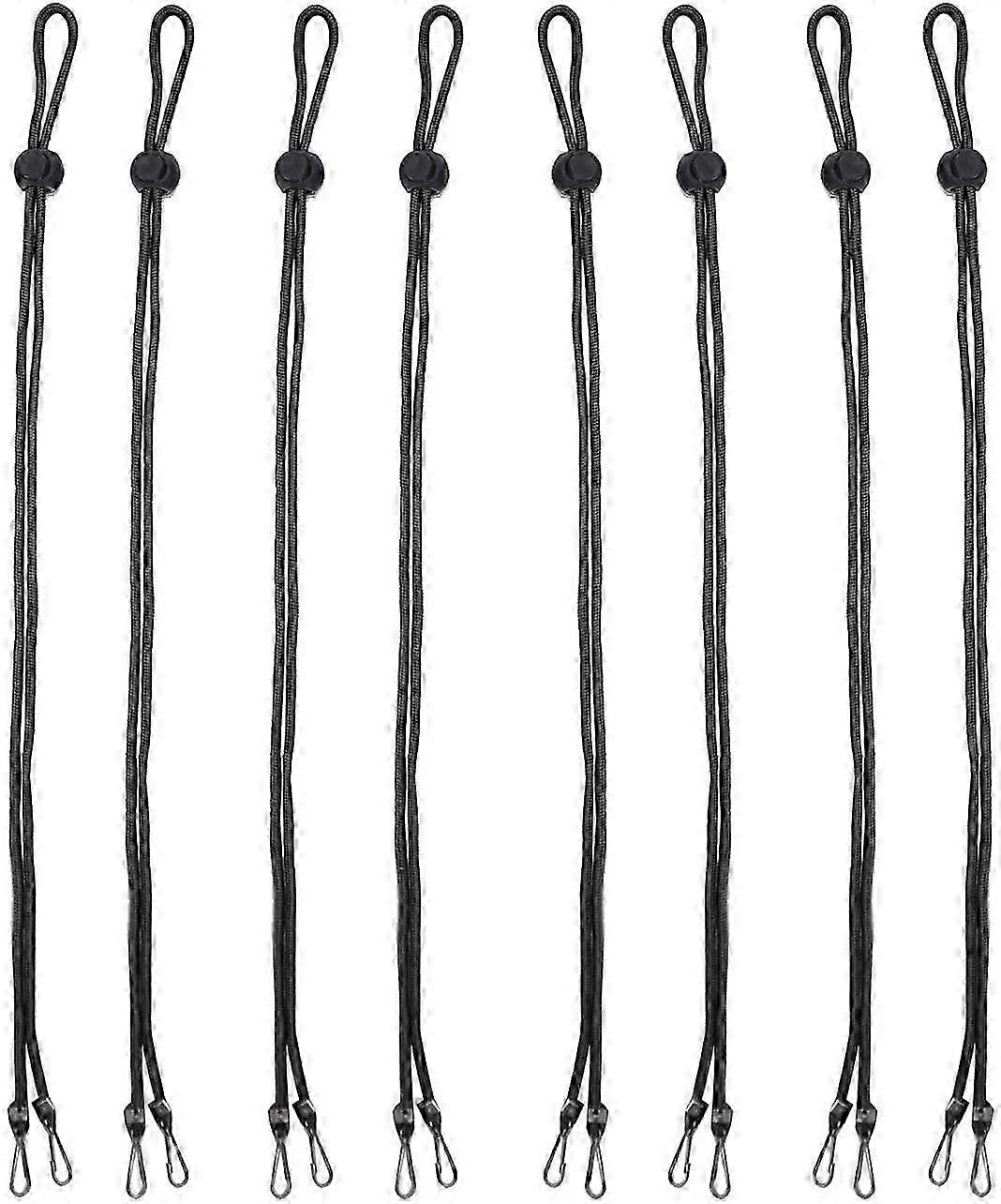 8 Pack - Adjustable Length Face Mask Lanyard - Comfortable Around The Neck Facemask Rest & Ear Saver - Easy On & Off, Black