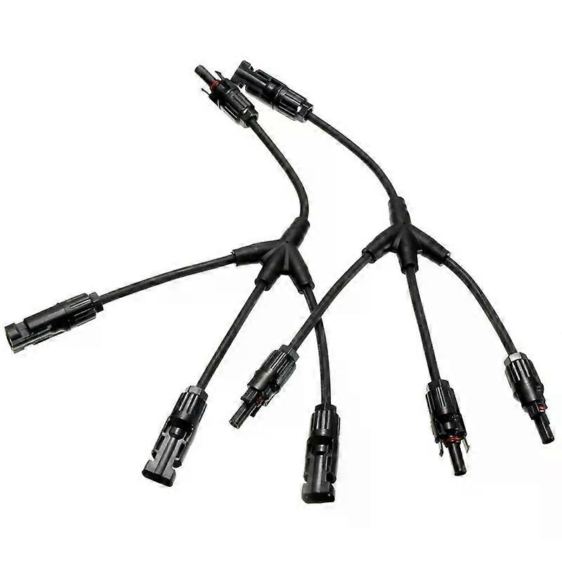 1 pair 3 branch Y type solar cable connector for photovoltaic Panel Adaptor Cable connector four way plug Parallel connection