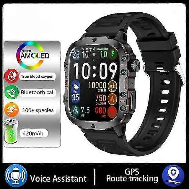 Robuste Militär-Smartwatch für Erwachsene AI Voice Bluetooth Anruf Herzfrequenz-Gesundheitsüberwachung IP68 Wasserdichte Ftiness Smartwatch 2024