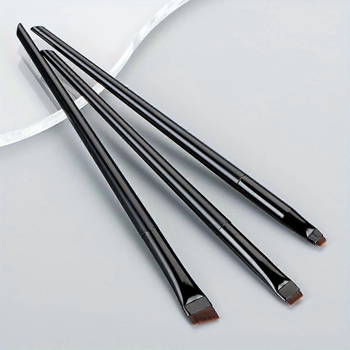 Set of 3 Ultra-Fine Eye and Brow Brushes with Precision Angled Synthetic Bristles for Line and Shadow Makeup