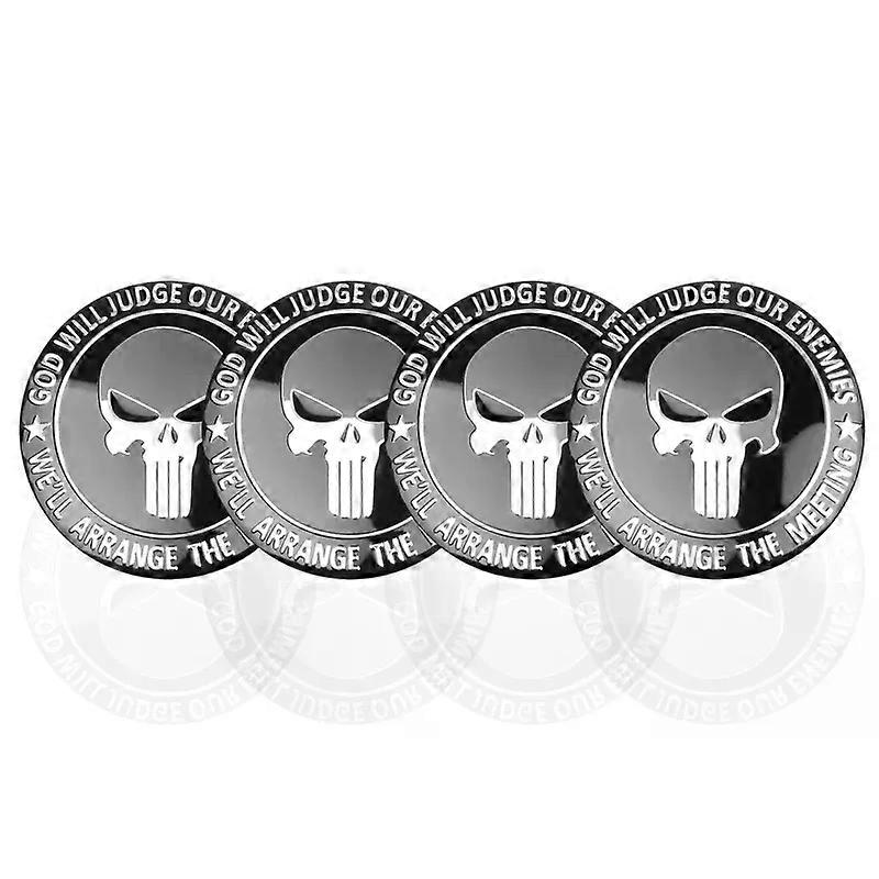 4pcs Skull Car Hubcap Sticker Personalized Car Sticker Decoration 56mm Aluminum Car Tire Car Sticker