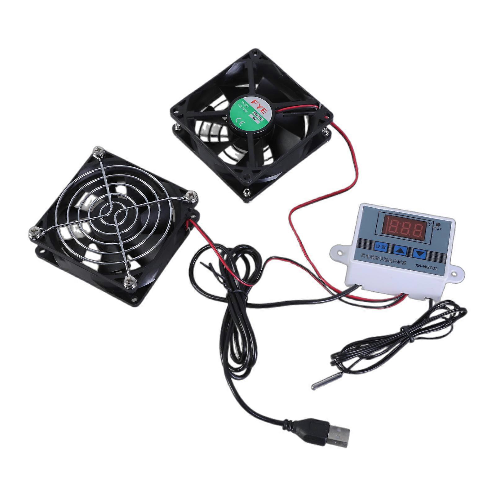 USB Powered 80mm Cabinets Cooling Fan with MultiSpeed Controller for AVCabinets and Plant Houses 30℃/ 35℃/ 40℃