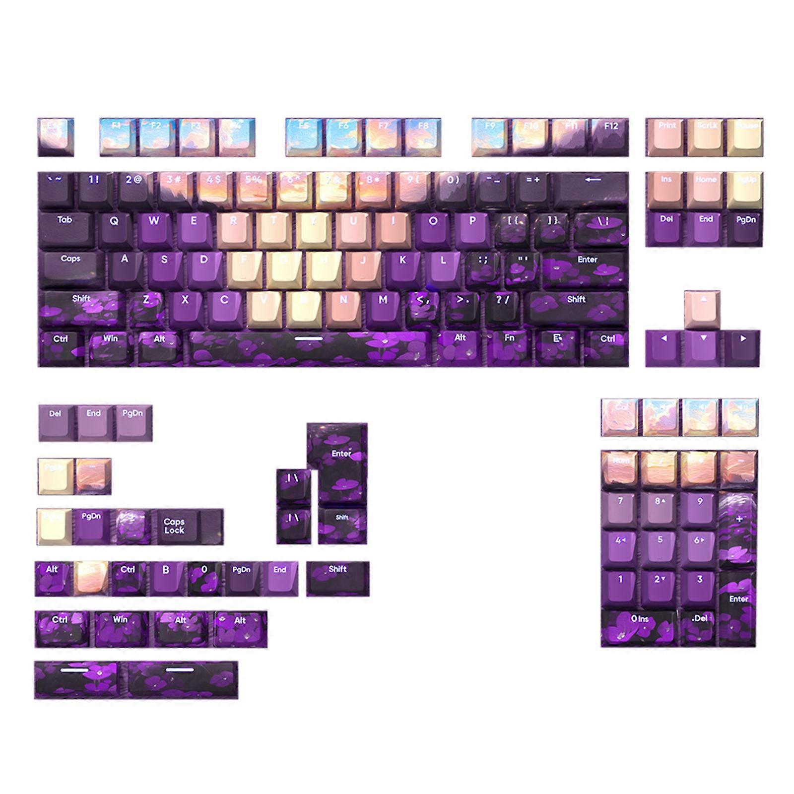 108/135 Keys PBT Dye Sublimation Keycaps Valley Front Print Backlit Shine Through Keycaps for MX Keyboard