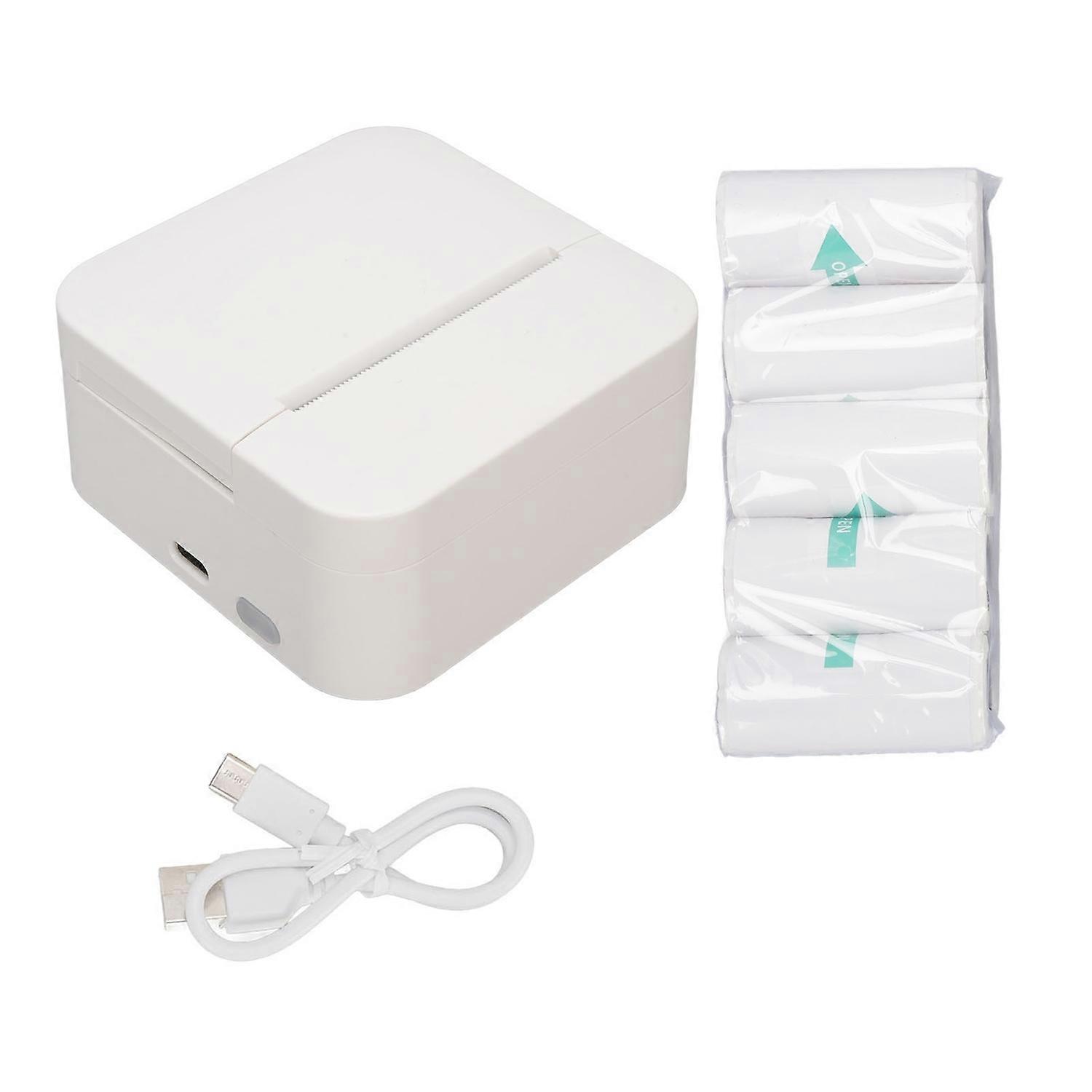 Portable Printer 203 Dpi BT Rechargeable Pocket Thermal Printer with 5 Rolls Paper for Lists Notes P