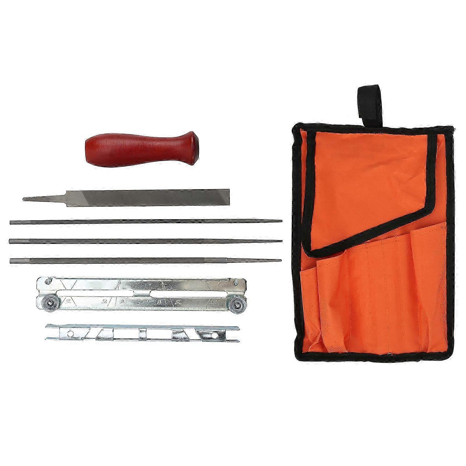 8 pezzi / set Kit di affilatura per motoseghe Affila file Strumenti Set di lime per rettifica con custodia