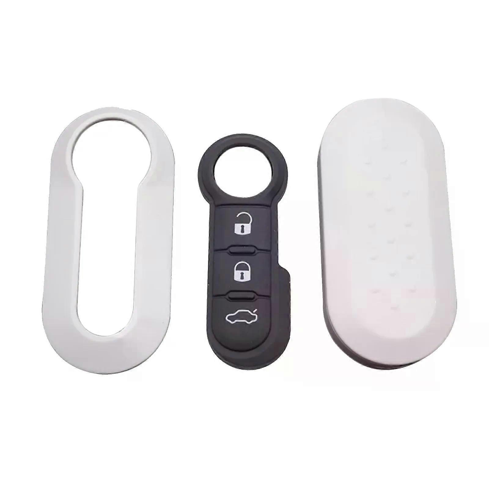 Okeytech 3 Buttons Remote Modified Flip Silica Car Key Shell compatible for Fiat 500 Panda Punto Bravo Cover Uncut Blade Key Cover Case