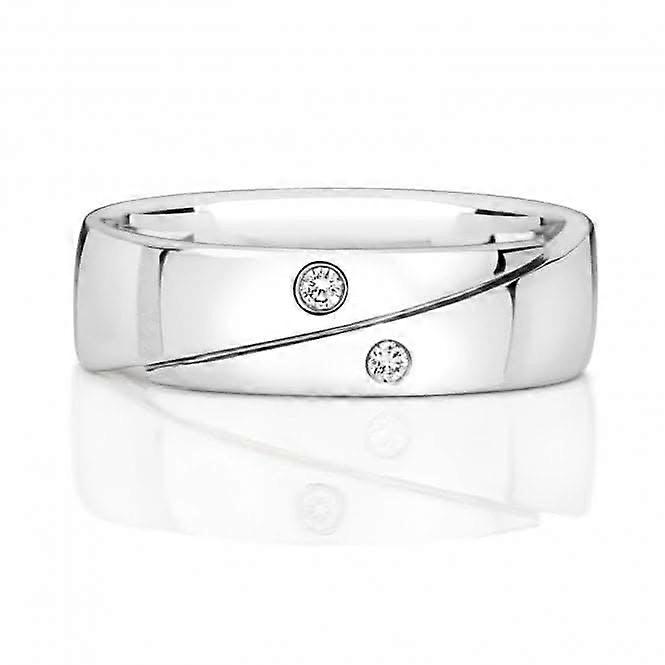 Wedding Band 9ct White Gold Diamond Band Crossover 5.9mm Ring RD715W