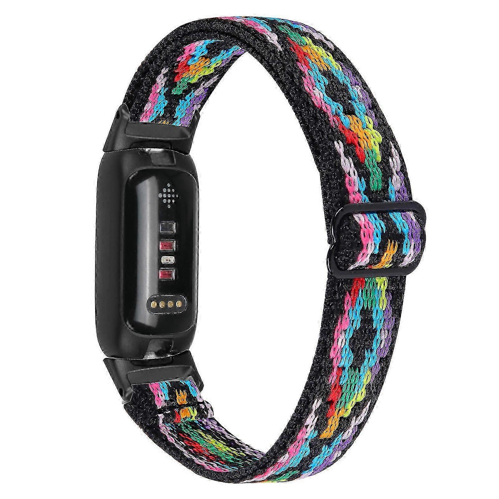For Fitbit Inspire 3 Nylon Straps Elastic Braided Solo Loop Sport Watch Band With Black Connector - 4