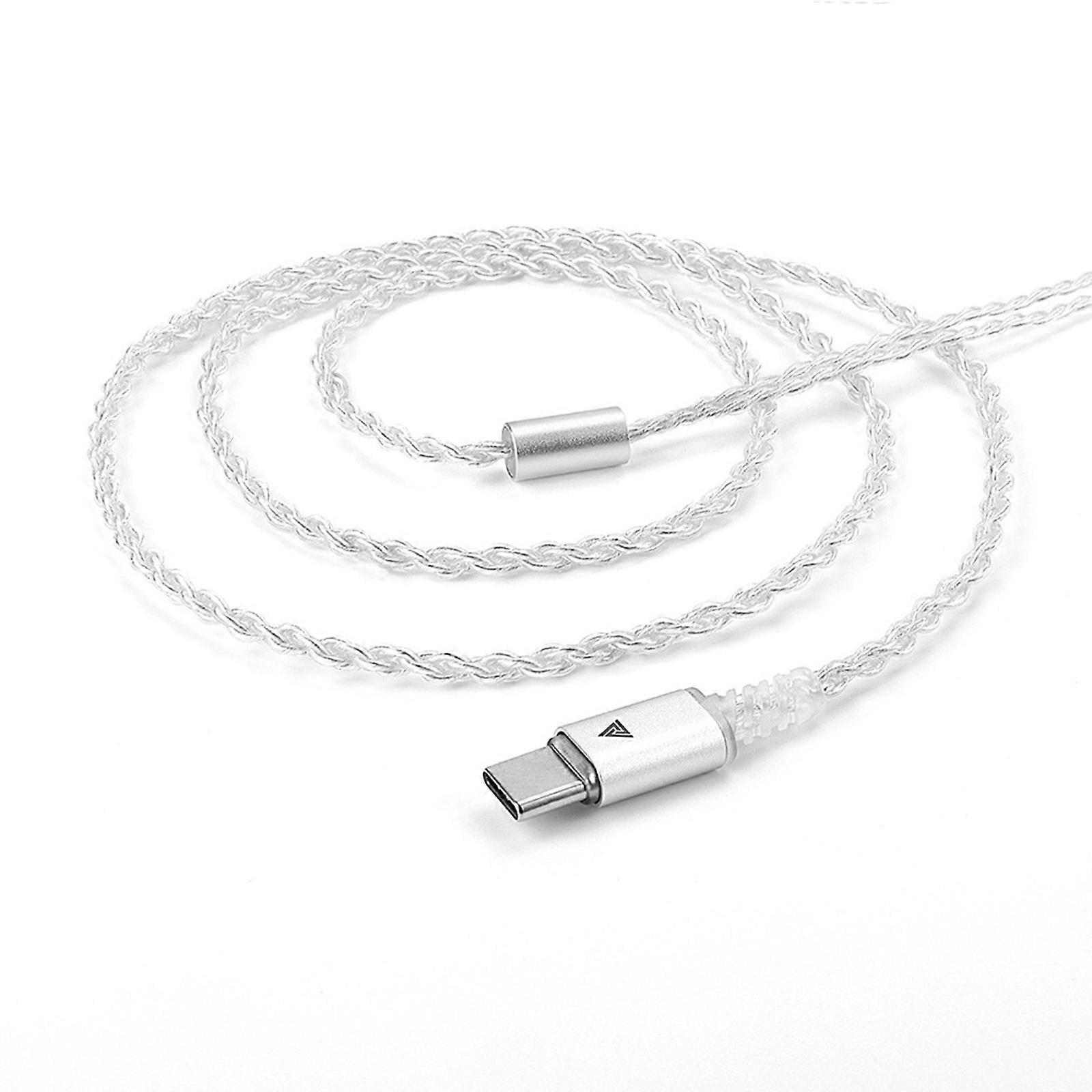 High Fidelitys Silver Plated Earphone Cable 4Strand Wire Replacement with Type c/2pin Plugs for Audiophiles Device  silver