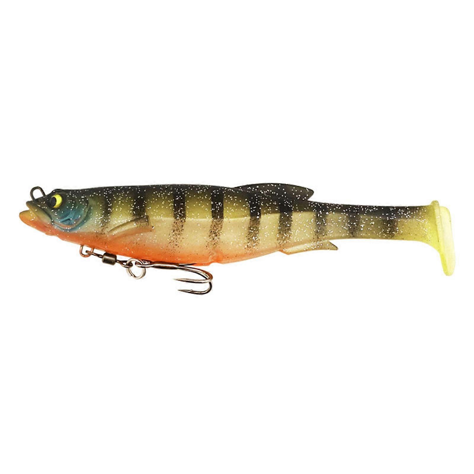 Angelköder Vormontierte weiche Swimbaits mit Sharp-Hook, Barschköder mit Paddelschwanz, Angelköder für Salzwasser Süßwasser schwarze Streifen