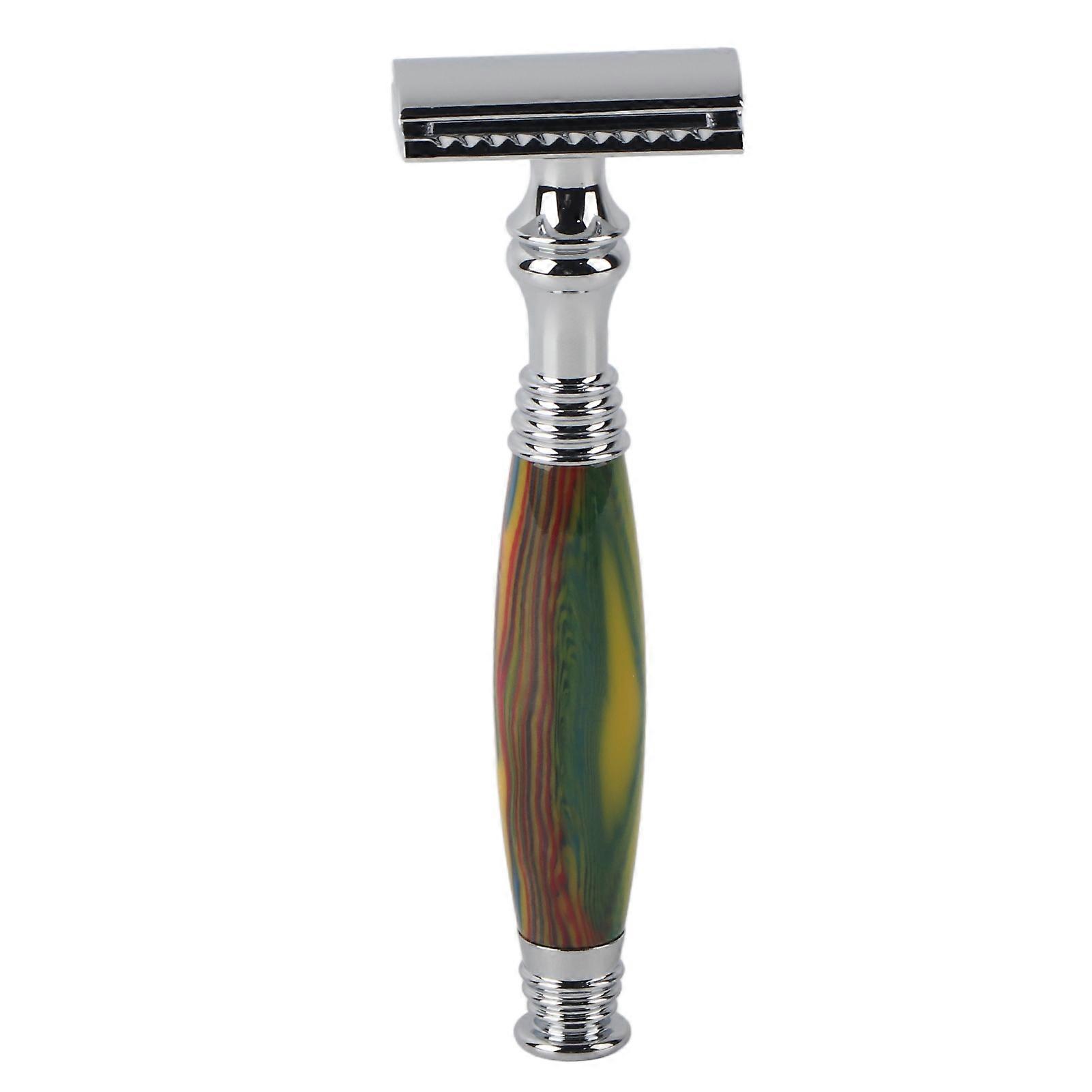 Men's Beard Razor Handle Reusable Safety Manual Shaving Razor Handle Green for Home Salon (Without Blade)