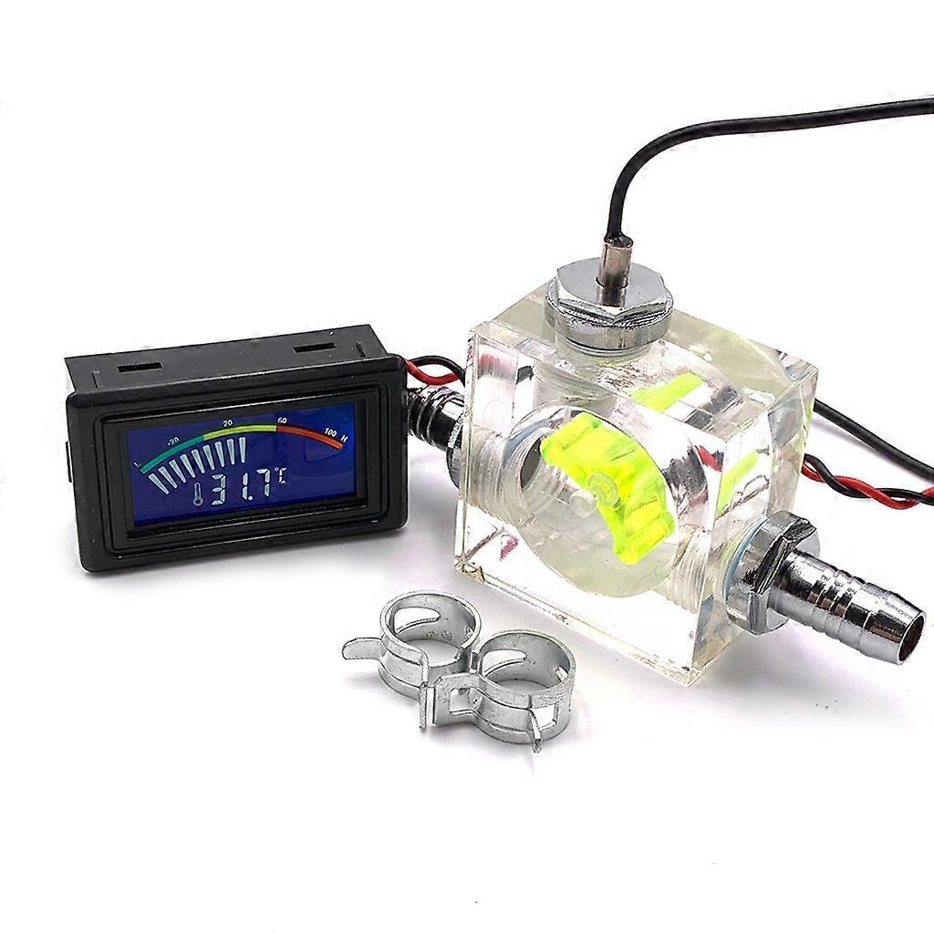 Three Way Flow Meter LED Thermometer for Water Cooling Liquid Cooler System Universal Computer Thermometer