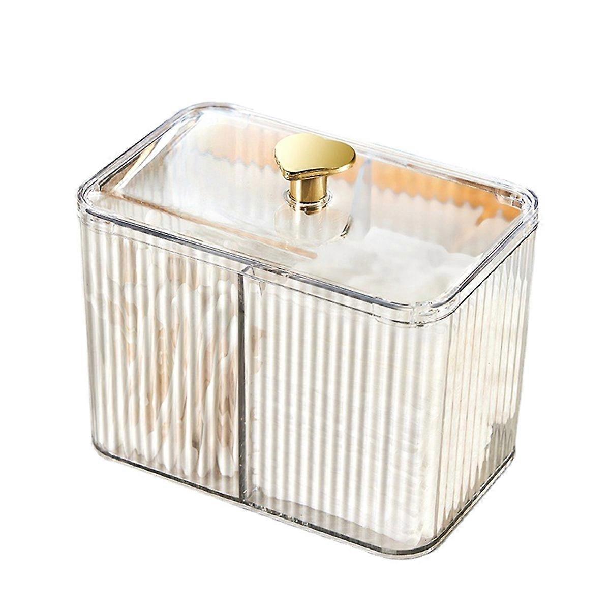 Cotton Swabs Dispenser 3 Grids Cotton Swabs Holder with Clear Lid,B