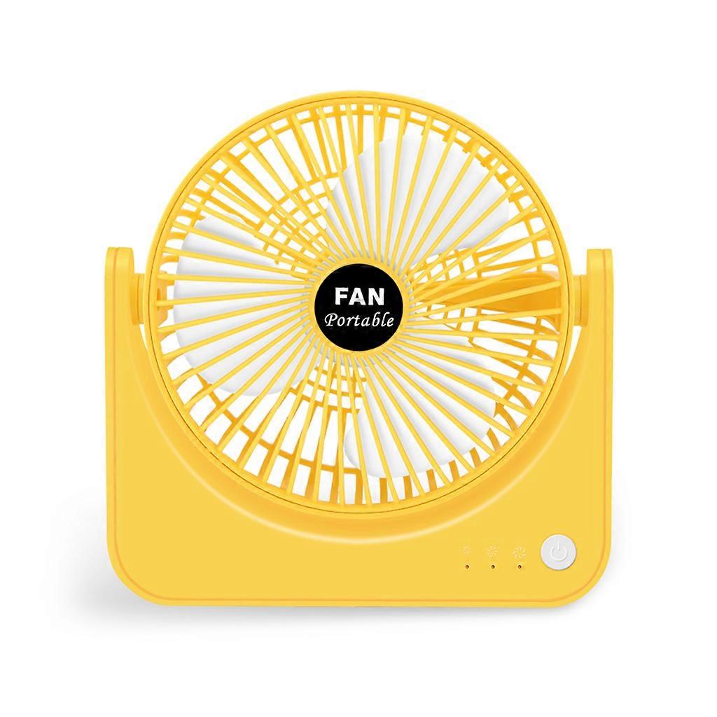Portable USB Desktop Fan 3 Gears 3D Airflow Cyclone Cycle Personal Desk Fan Up/Down Adjustable Portable Desk Air Cooler Yellow and white