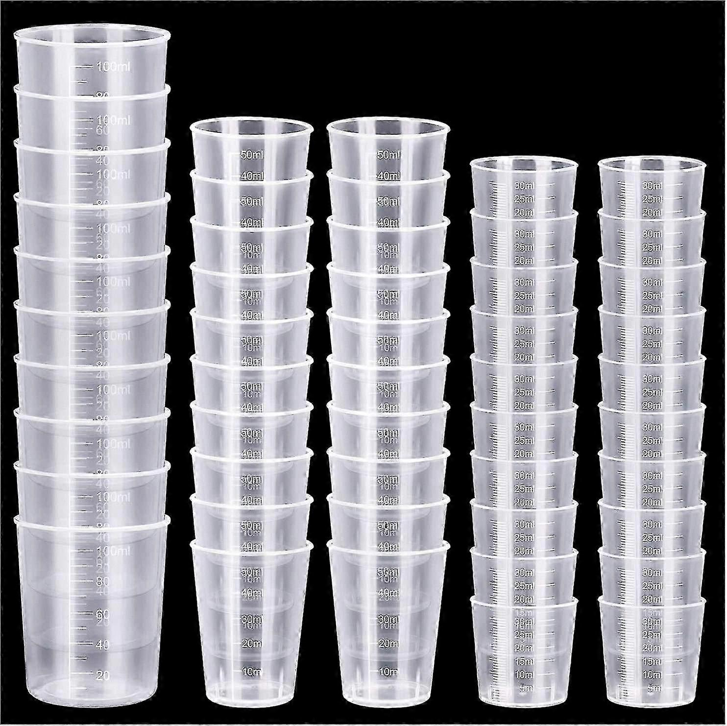 50-Piece Plastic Measuring & Mixing Cups for Resin, Epoxy, Paint - Multi-Purpose Kitchen & Craft Tools