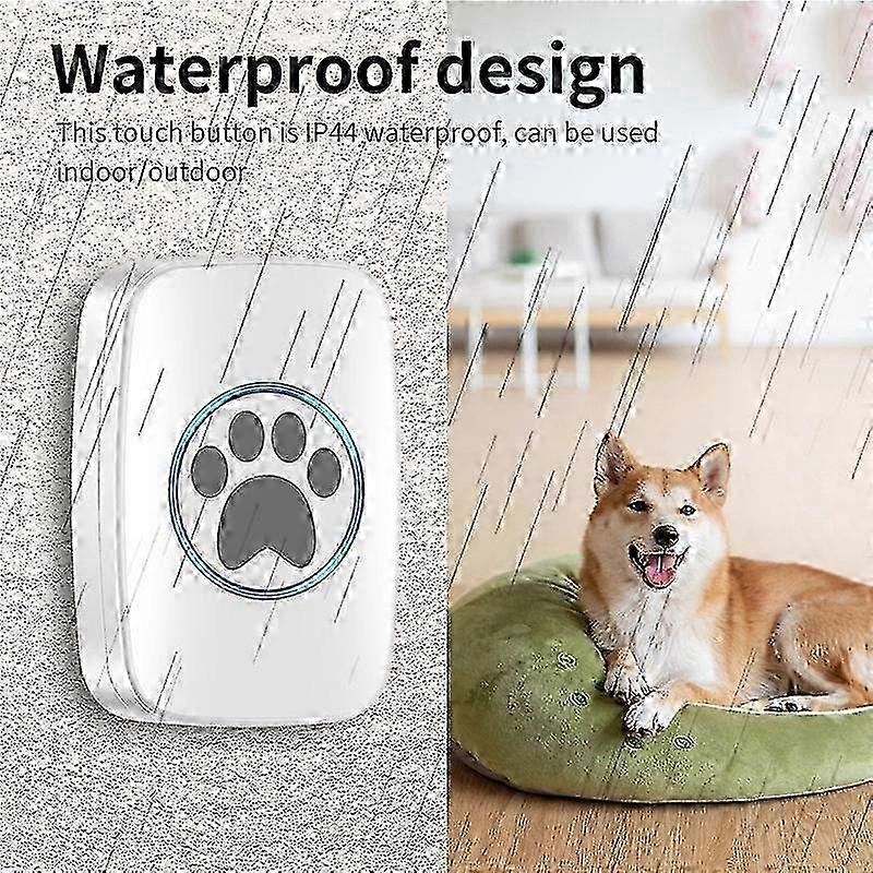 Cloche pour chien étanche IP44, carillon pour l'apprentissage de la propreté, 60 mélodies, 5 niveaux de volume, lumière LED clignotante