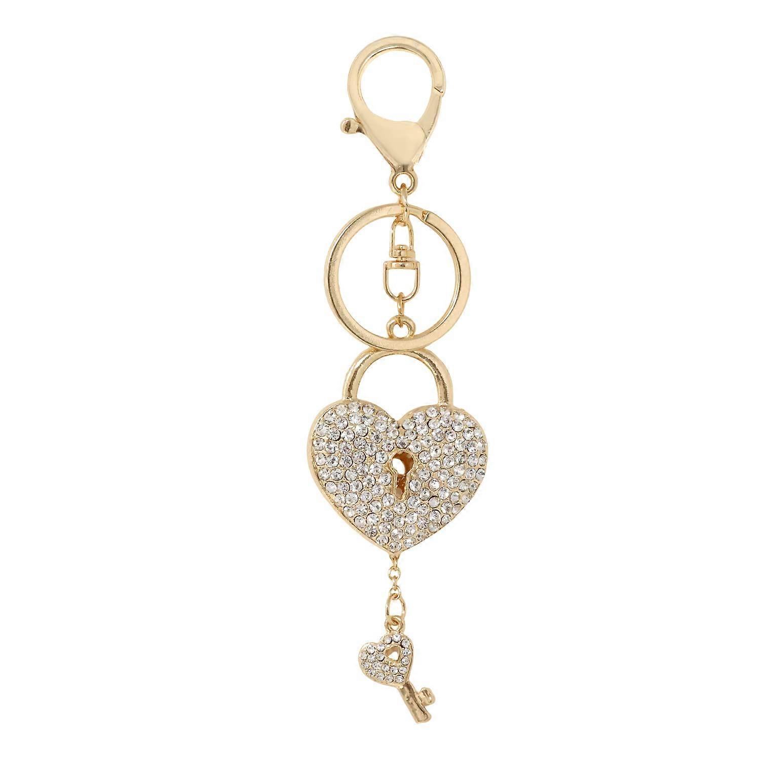 Rhinestone Heart Lock Key Press - 1 Piece Silver Decorative Accessory for Jewelry Crafting and Gift Making