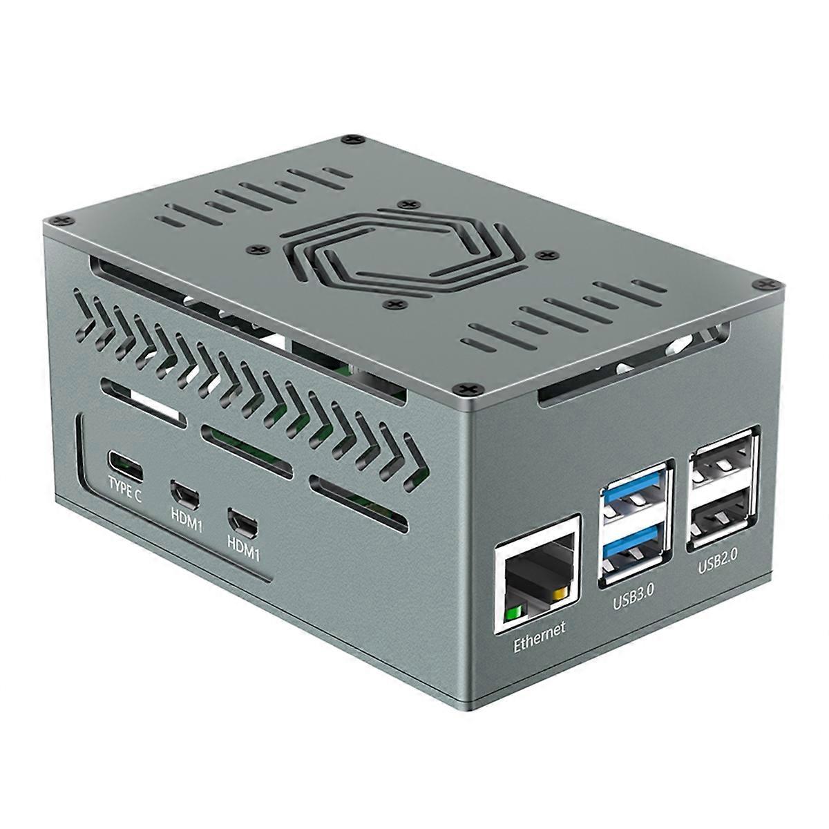 Case for Raspberry Pi 5, with 4010 PWM Fan and Copper Heatsinks