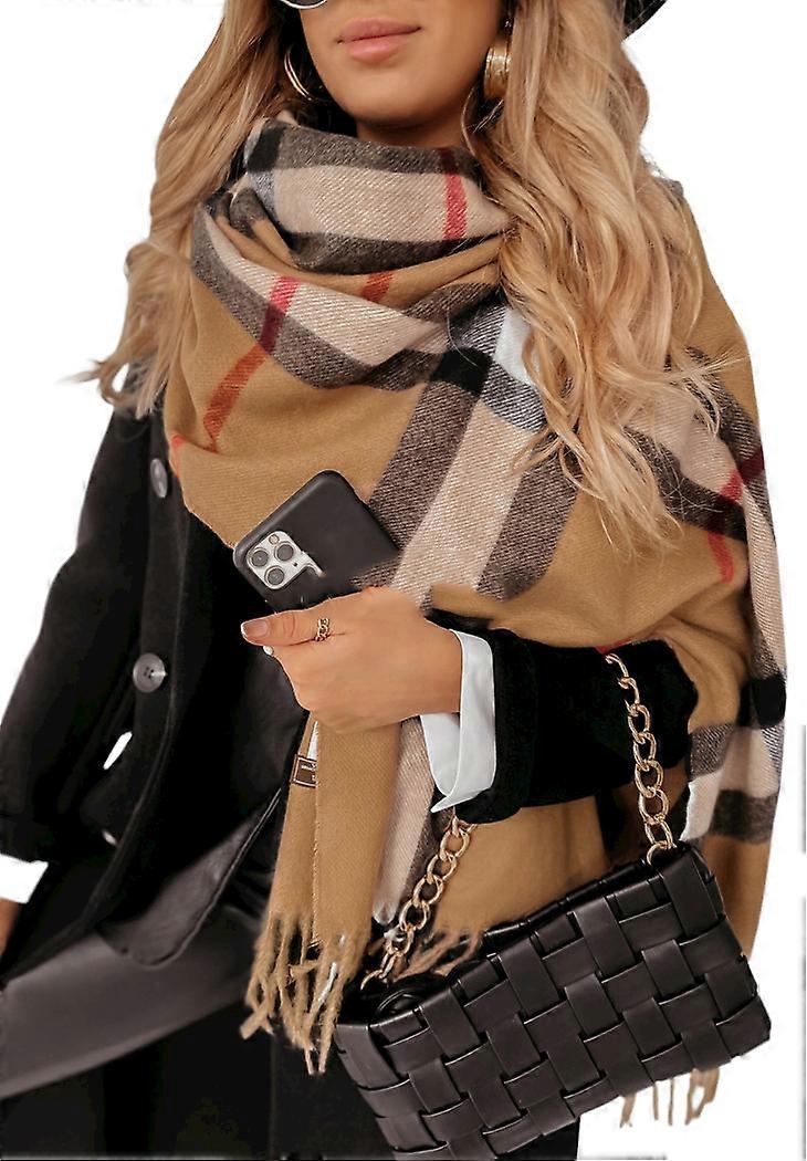 Elegant Scarf English Camel Trellis
