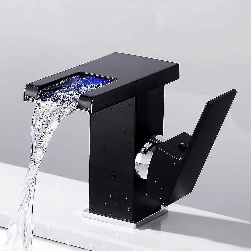 Waterfall Led Bathroom Faucet, Black