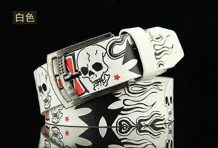 גולגולת דוגמת שלד אבזם סיכה חגורה בגדי ריקוד גברים / נשים בסגנון פאנק אופנה מזדמנים אישי waisband לסטודנטים מתבגרים ג'ינס