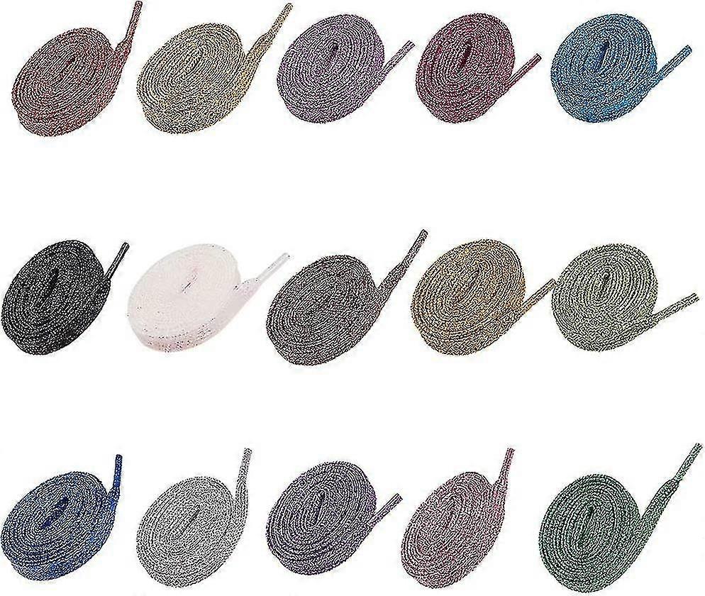 Flat Shoelaces in 15 Pairs Shiny Laces for Polyester Flat Shoes with Random Color Options