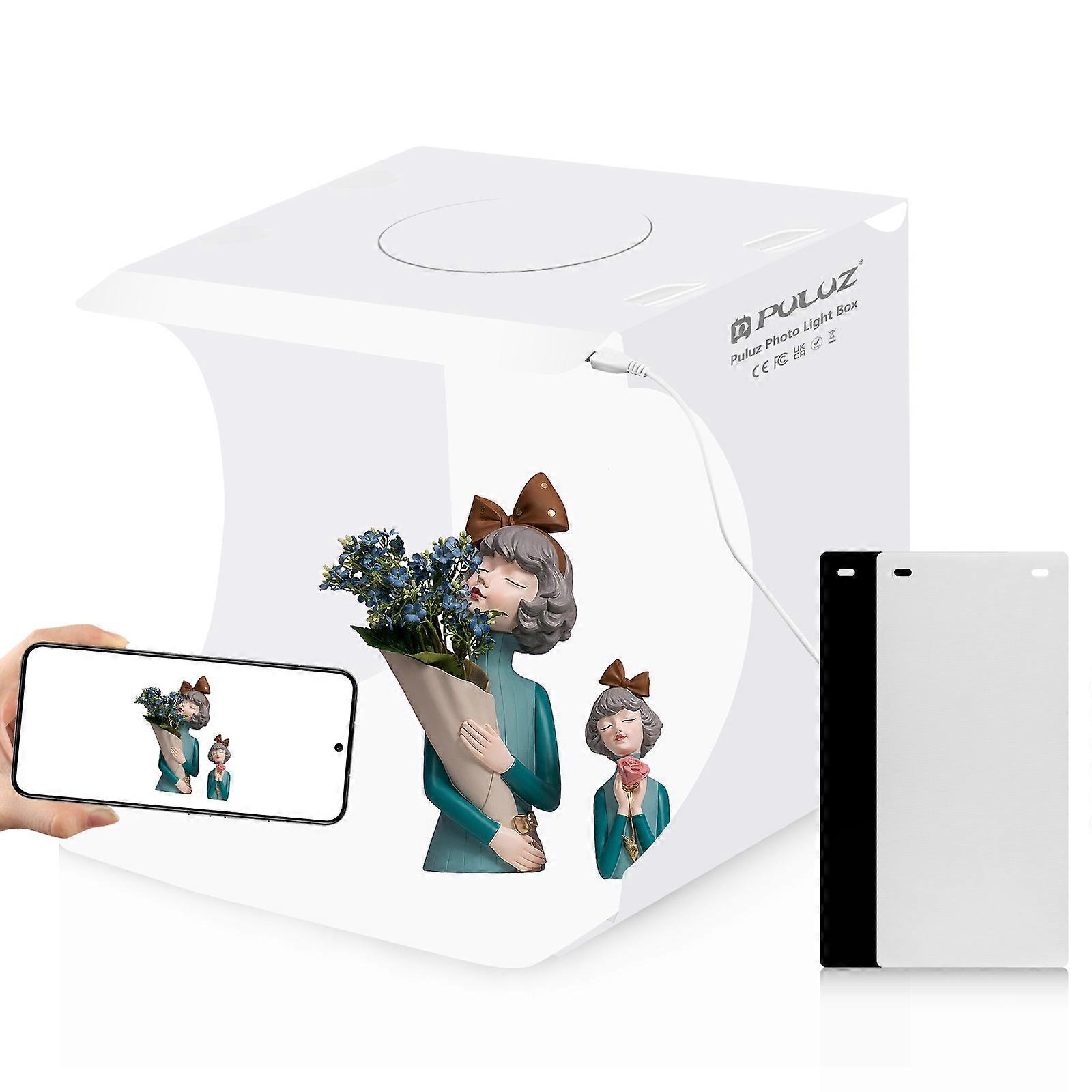 PULUZ 20cm Folding Portable 550LM Light Photo Lighting Studio Shooting Tent Box Kit with 2 Colors Backdrops , Unfold Size: 24cm x 23cm x 23cm