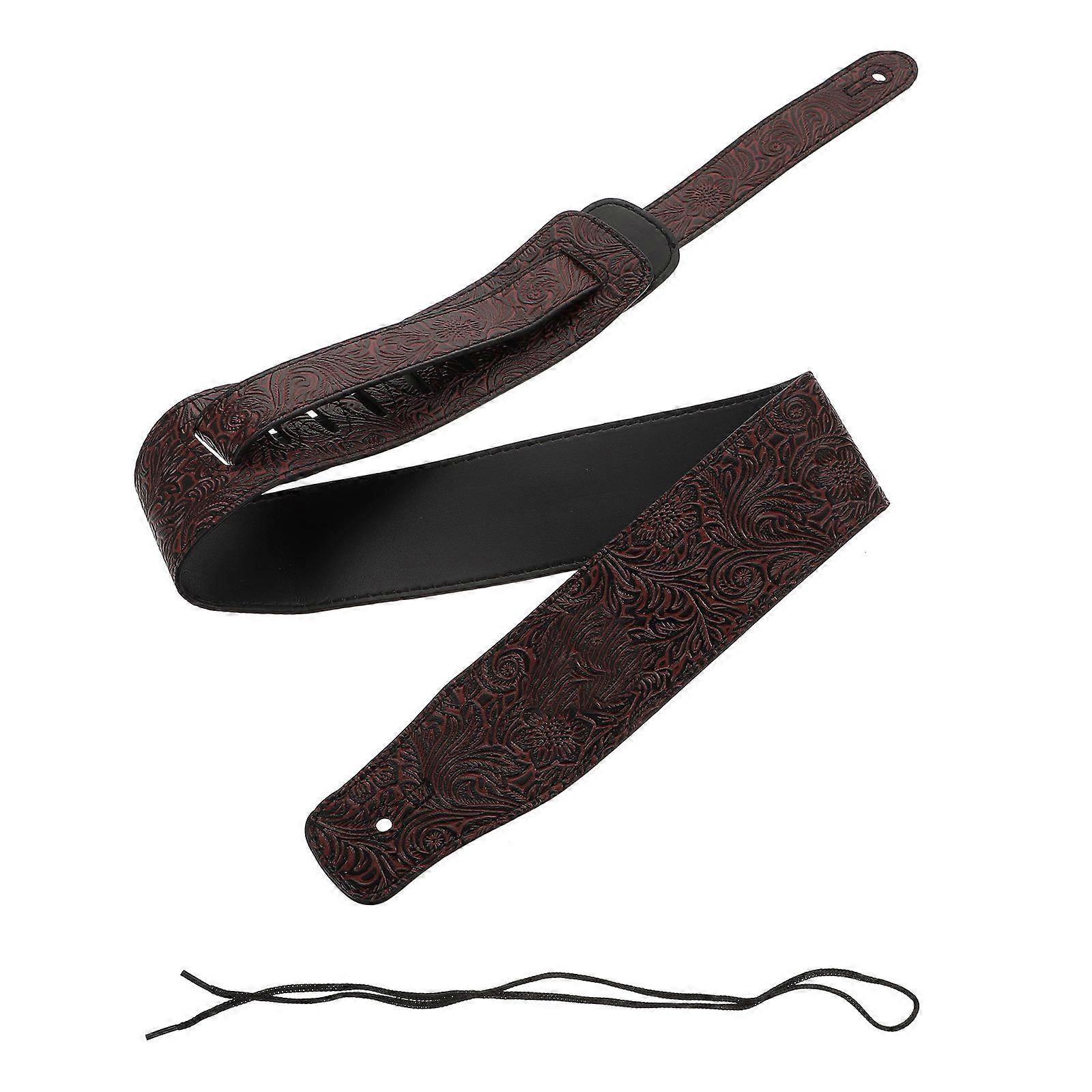 Dark Red PU Guitar Strap – Lightweight, Durable & Comfortable for Guitar or Bass, Sweat Absorbing Design for Easy Portability