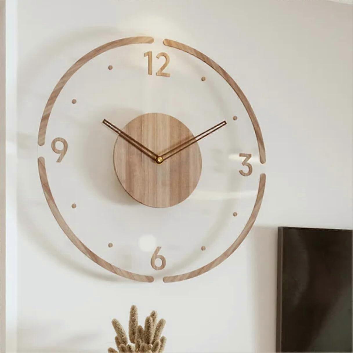 Nordic Minimalist Wall Clock - 14-Inch Solid Wood Timepiece for Modern Home Decor, Elegant Design, Best New House Gift