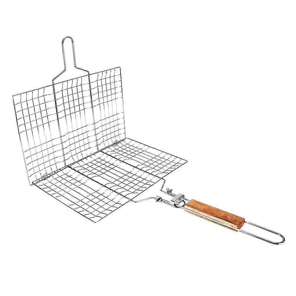 BBQ Grill Net Barbecue, Large Foldable Handle, Suitable for Outdoor Camping with AntiScalding Handle for Picnic and More