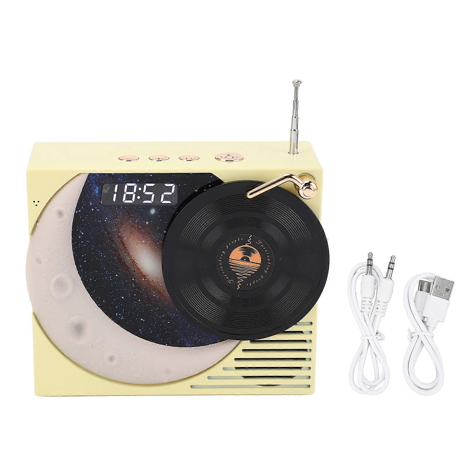 Retro Bluetooth Speaker with Clock, 360° Sound, Ambient Light, and Radio Functionality