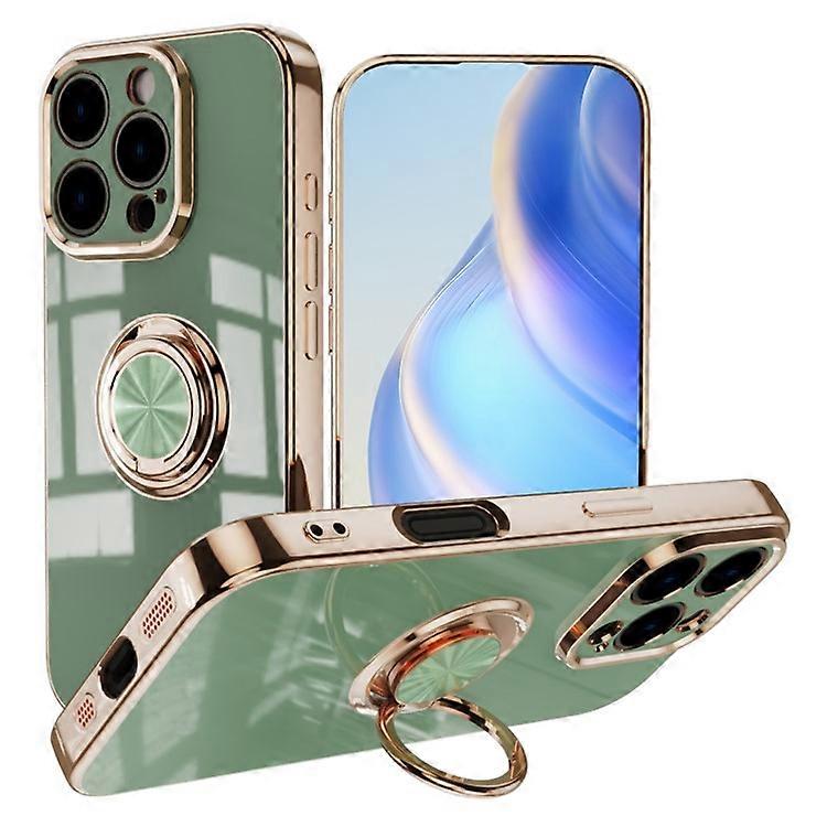 Compatible For iPhone 16 Pro Max Case Precise Cutouts 6D Electroplating TPU Phone Cover with Ring Holder