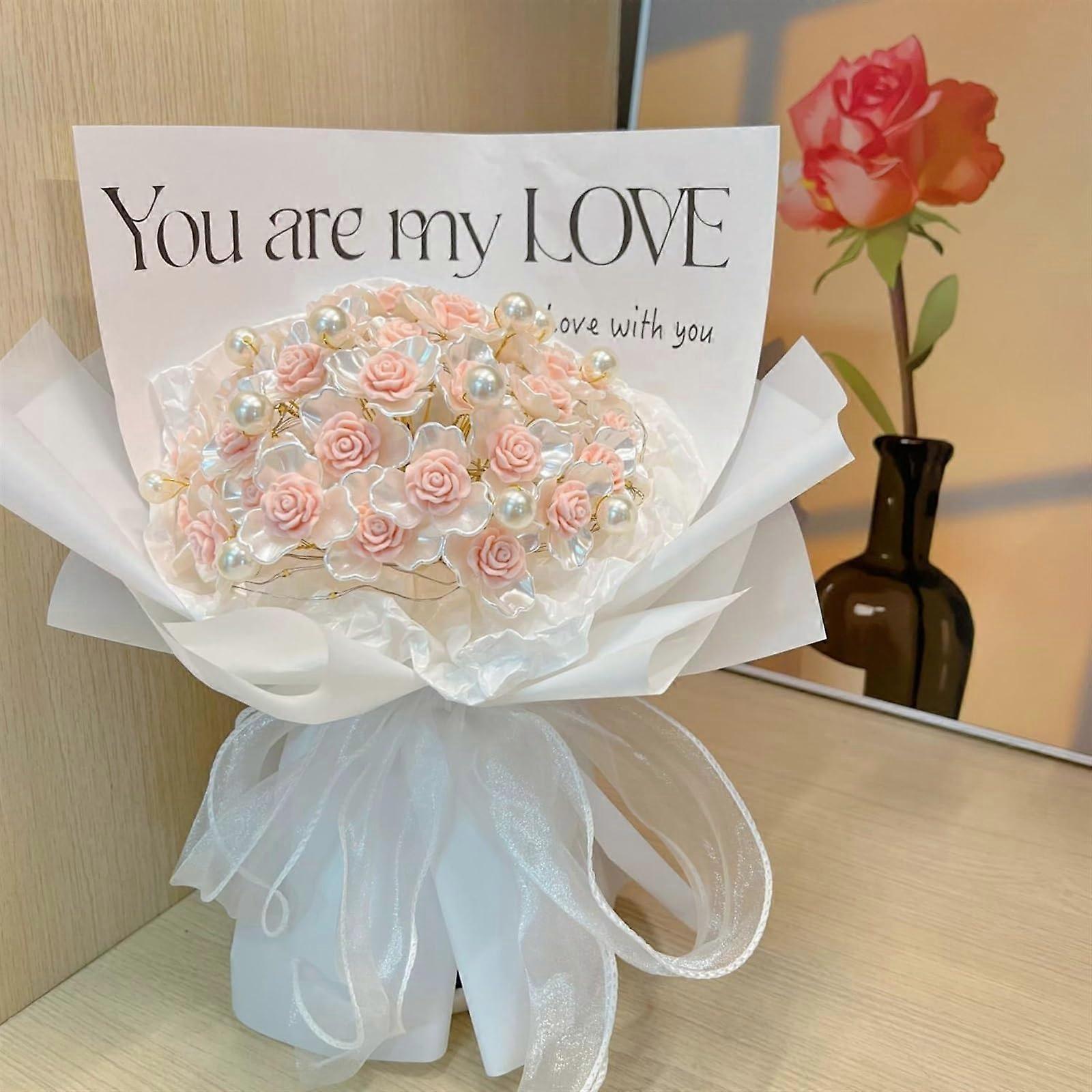 Red Velvet Rose Bouquet, Handmade DIY Bouquet, Creative Qixi Gift (Color: 33flowe)