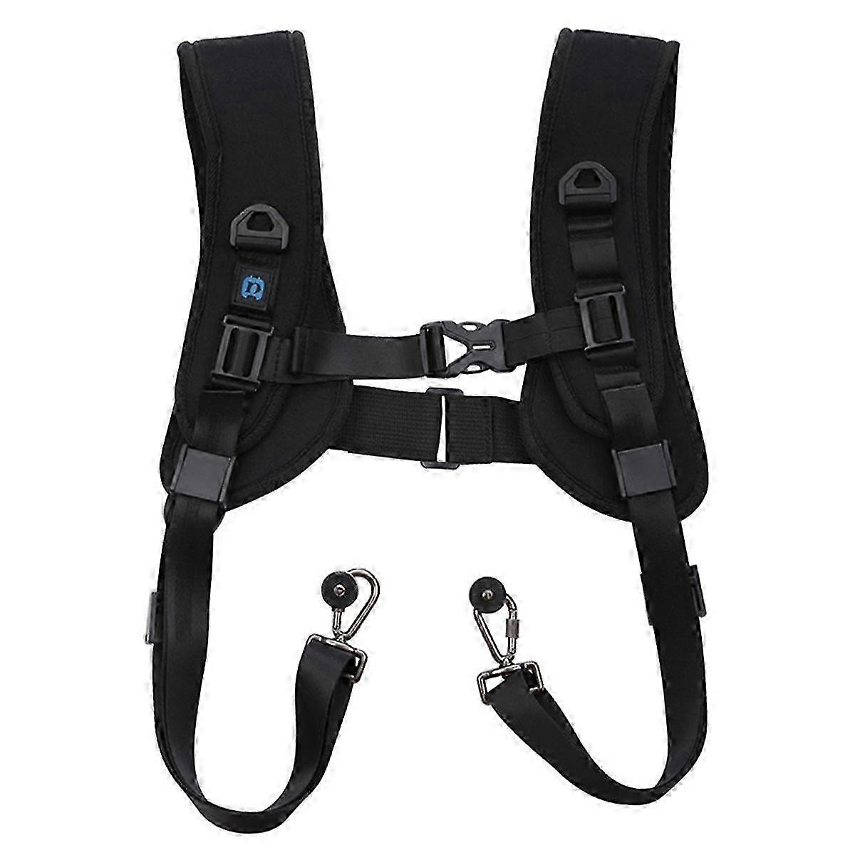 DSLR Camera Dual Shoulder Strap Harness with Quick Release, Soft Padded Decompression Foam AdjustaBlack SZRH