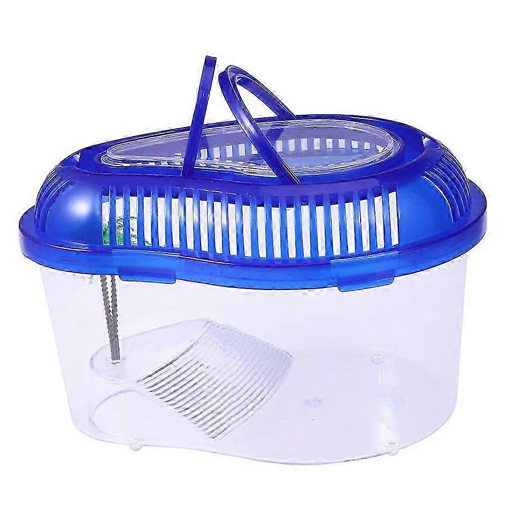 1PC Plastic Turtle Breeding Box with Drying Platform & Handle Cover - Size S Blue