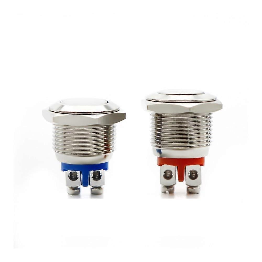 1NO 1NC Flat Head Momentary Reset Metal Push Button Switch (16 mm 1NC)