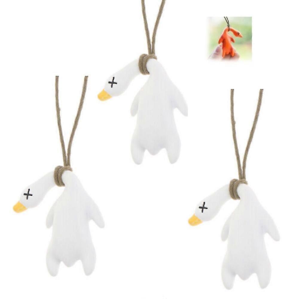 3pcs Car Color Changing Roast Duck Pendant, Cute Uv Temperature Duck Reminder