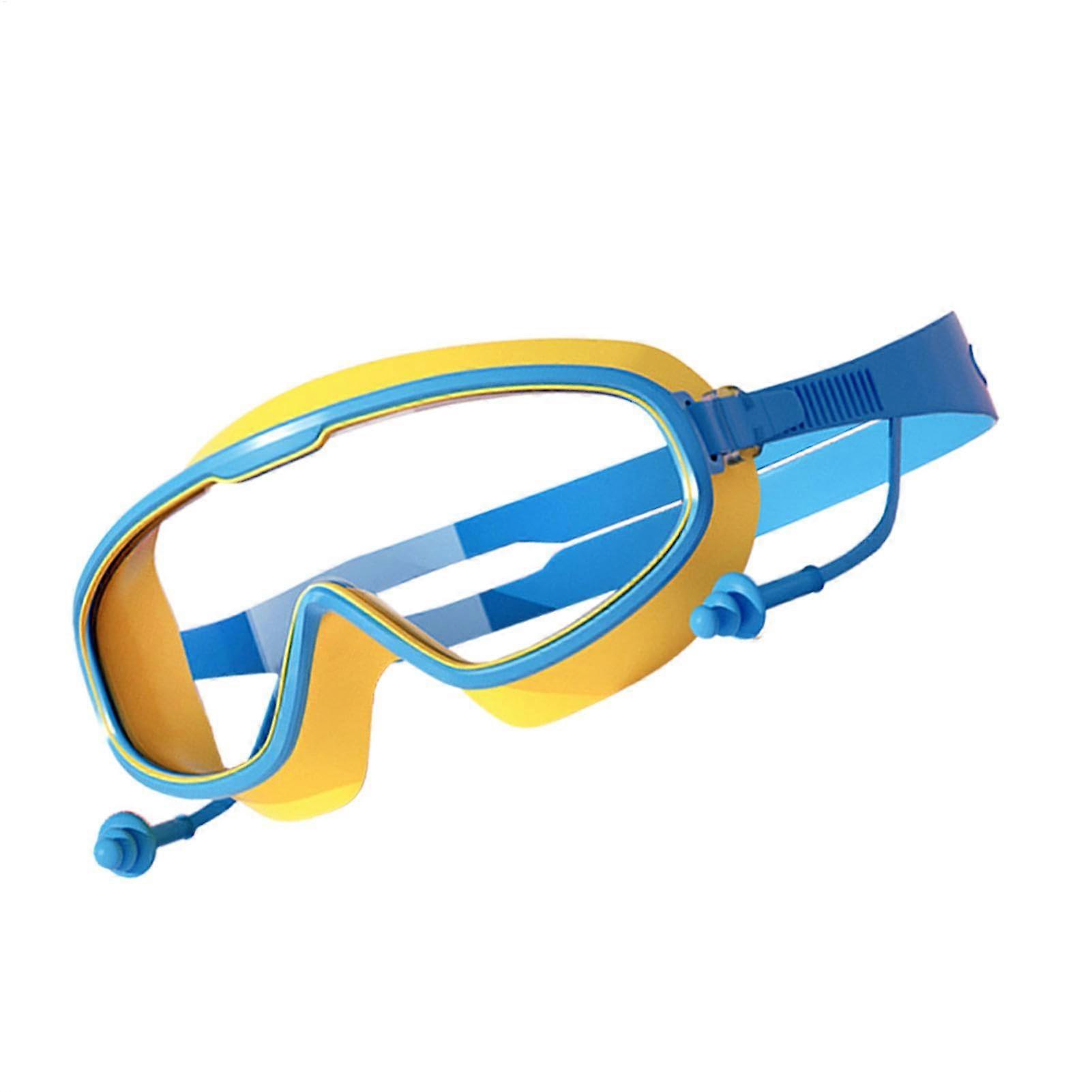continuous swimming goggles waterproof and antifog for children 3 yellow blue