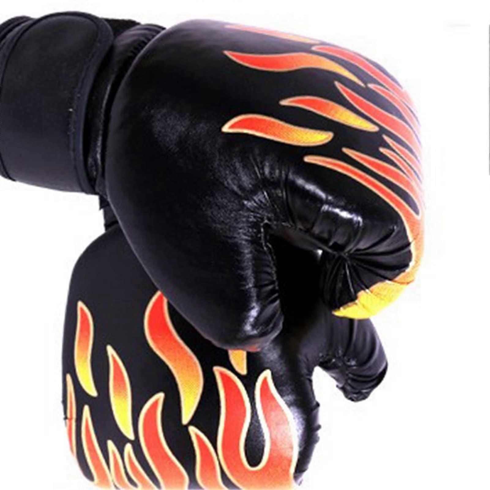 Children's Boxing Gloves, Thickened PU Leather Punch Bag Gloves for Youth Training, Professional Fighting Gear in Schwarz