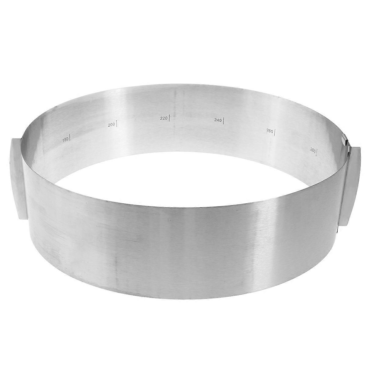 It sounds like you're referring to a product listing or description for an **adjustable stainless steel cake ring mold**, commonly used in baking and