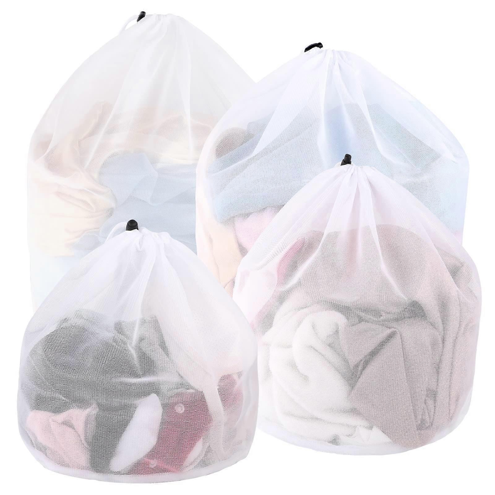 Pack of 4 Laundry Net for Washing Machine, Laundry Bag with Cord Stopper, Laundry Bag, Reusable for Sweaters, Coats, Shirts, Underwear, Socks S,M,L,XL